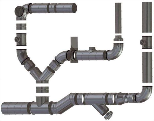 Exempel på ventilation från runda ventilationsrör av plast