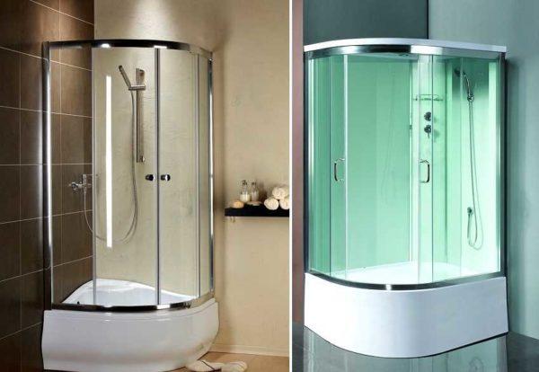 Open (left) and closed (right) type shower cubicle 