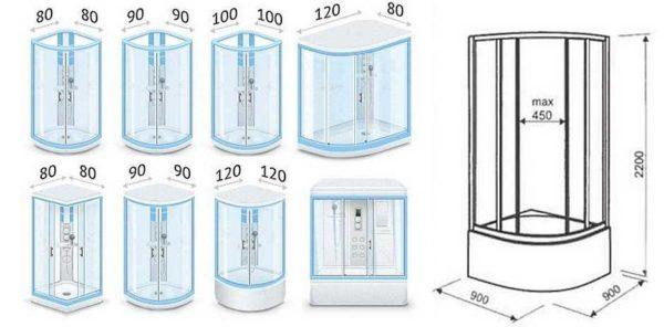 The most popular shapes and sizes of shower cabins