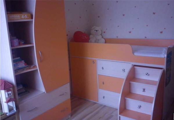 A child's loft bed can be of medium height - the sleeping place is a meter off the floor (or so)