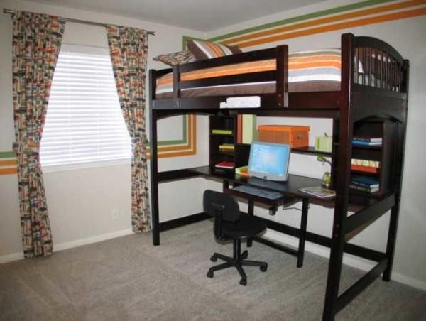 Wooden loft bed in classic style