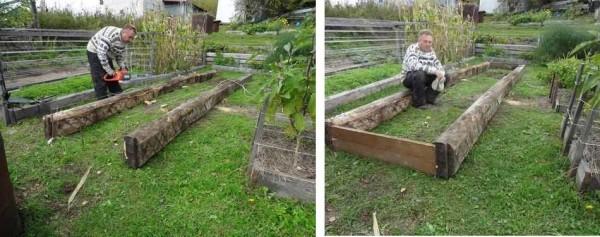 The advantage of logs is that they are heavy and will hold the ground well due to their weight